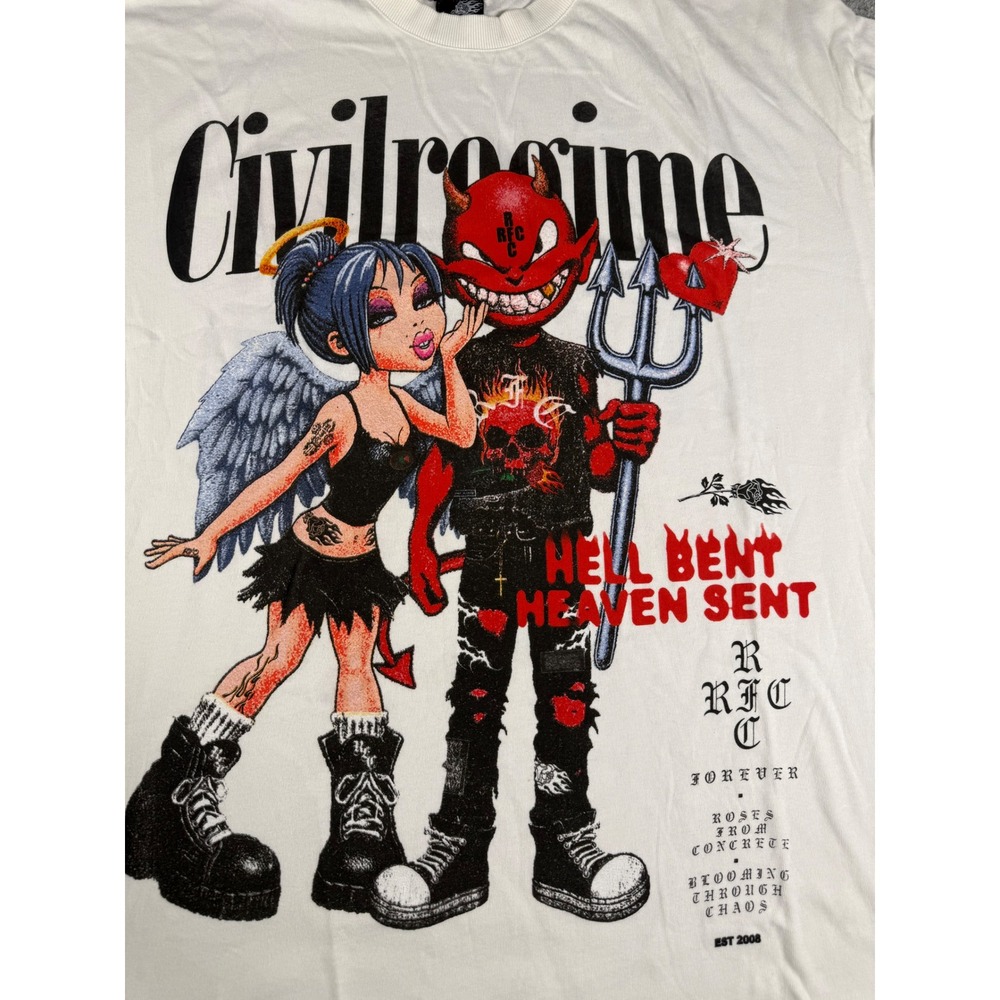 Civil Regime Hell Bent Heaven Sent Graphic T-Shirt Off White XL OVERSIZED